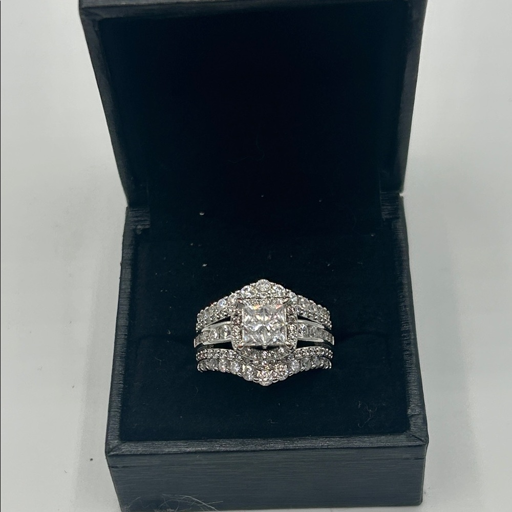 Sparkling White Cubic Zirconia Three-Piece Ring Set